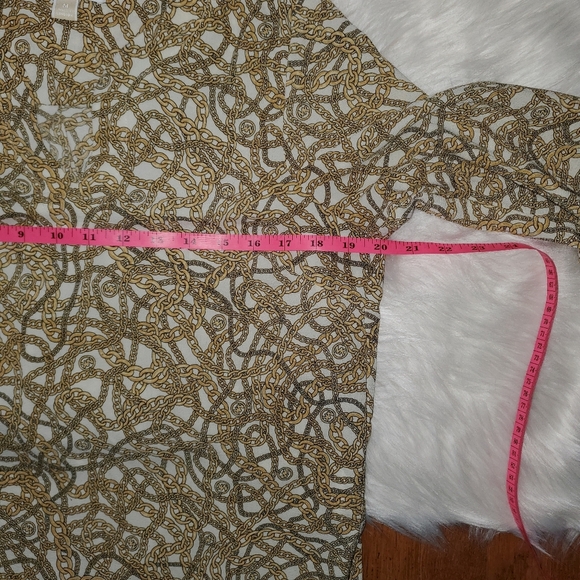 Michael Kors Brown and Cream Textured Blouse with Long Sleeves - Picture 6 of 10